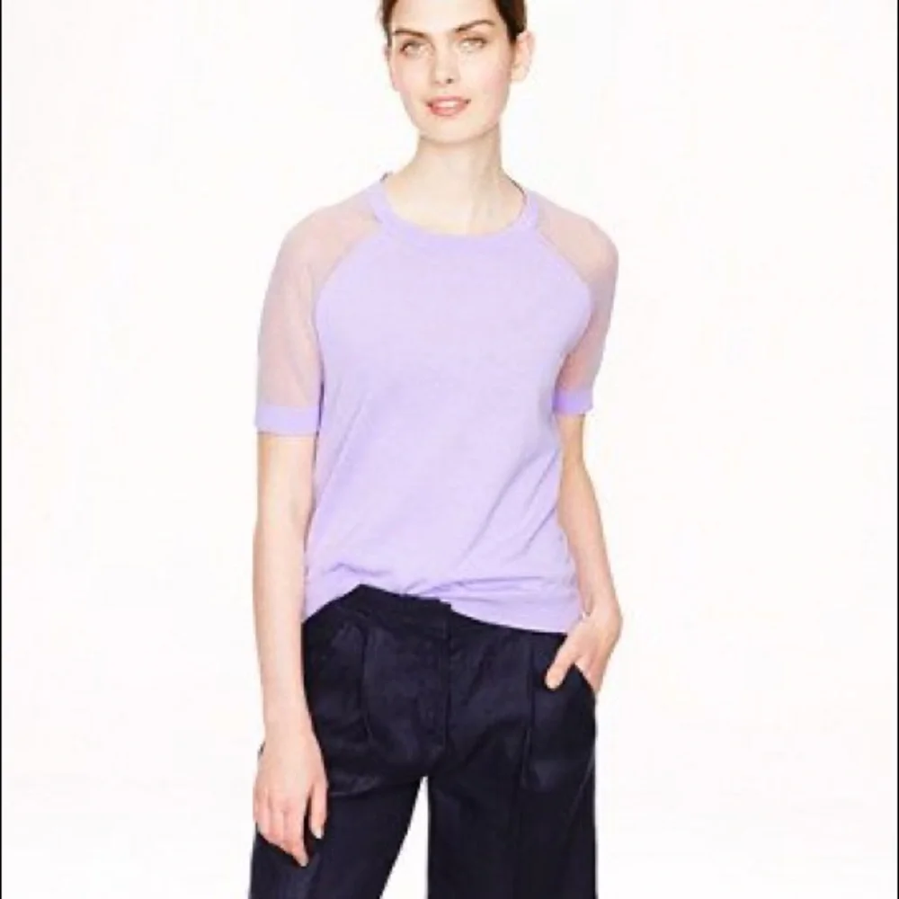 J. Crew Sheer Sleeve Crepe Sweater